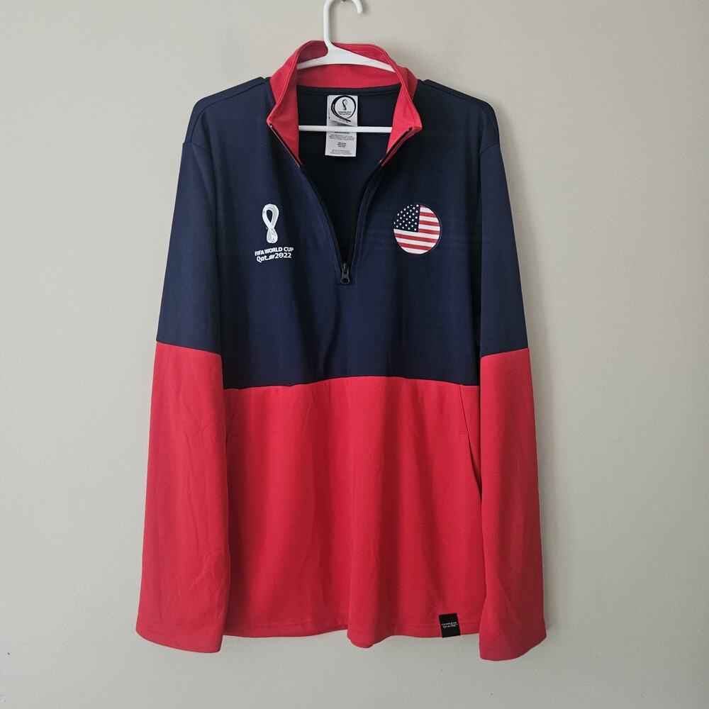 United States Soccer Quarter Zip Pullover Mens Medium FIFA World Cup Qatar